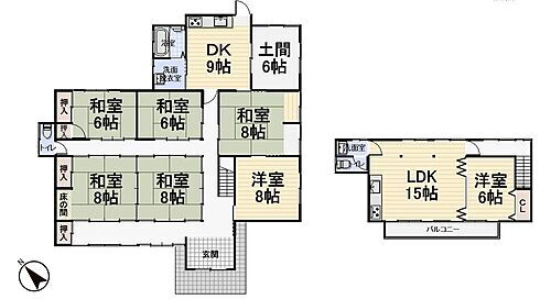 東松山市上野本　中古戸建　６ＬＤＫ・１ＬＫＤ 1階６ＤＫ　2階１ＬＤＫの大型中古住宅です