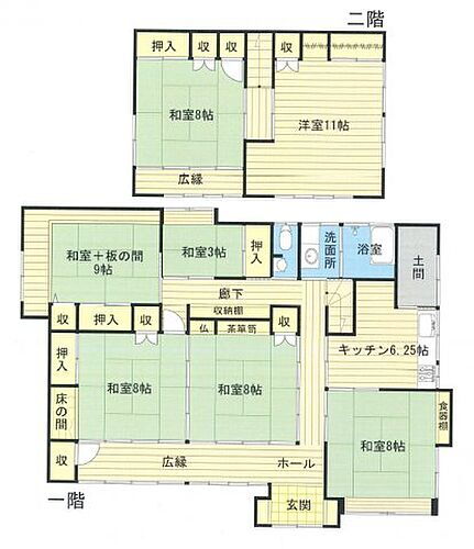 いわき市泉町黒須野字江越　中古住宅 大きな一階部分で二階を使用しなくても生活可能な間取りは、将来を見据えても使い勝手が良いものです。二階は子供たちの帰省時や来客時の宿泊場所、趣味のお部屋や納戸などとしてもお使いいただけます。