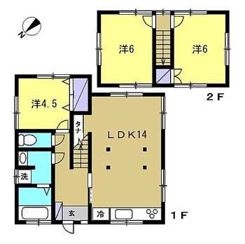 浜松市中区鴨江３丁目　戸建て 【リフォーム後/間取り図】リフォーム後の間取り図です。水回りを拡張、和室を洋室に変更、LDKの拡張等を行いました。