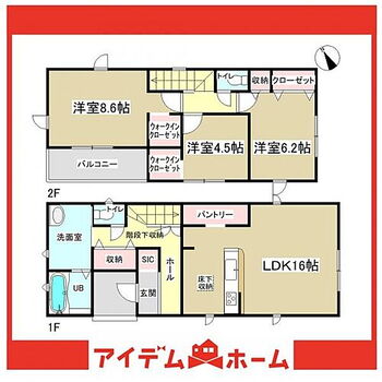 中川区上高畑２２－１期　３号棟 ●3号棟間取り●