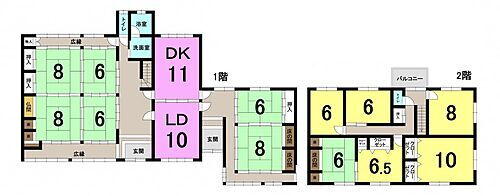 東近江市小脇町 ■11LDK　■建物面積延：325.81平米(98.55坪)、1階：214.11平米、2階：111.70平米