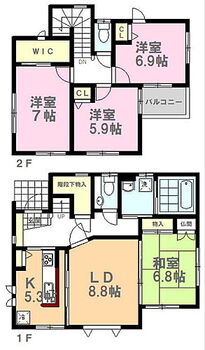 鹿沼市松原三丁目　中古戸建 【間取り図】間取り図です。