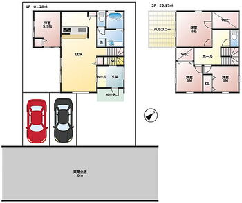 グランファミーロ光風台　新築戸建 (※参考プラン)グランファミーロ光風台　新築戸建　1階　61.28？　2階　52.17？　カースペースやお庭もしっかり確保！　ご家族のライフスタイルに合わせた間取り、多彩な建築プランをご提案致します！