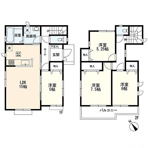 緑区いぶき野　新築一戸建て　１期Ｅ号棟 間取図　4LDK