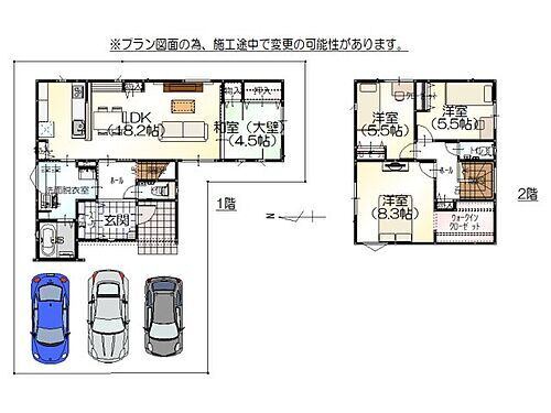 白山　知気寺　新築一戸建てＳＨＰシリーズ２４番２ 1階キッチンすぐ横に広めの洗面脱衣室、家事動線をよく考えて作られた空間となります♪