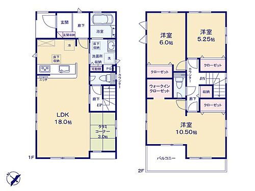 Ｂｌｏｏｍｉｎｇ　Ｇａｒｄｅｎ　上尾市中妻４丁目　５号棟 1つのお部屋を2部屋に。　間取りの変更が可能な可変型タイプの3LDK住宅です。　(間仕切り壁工事は有償となります)