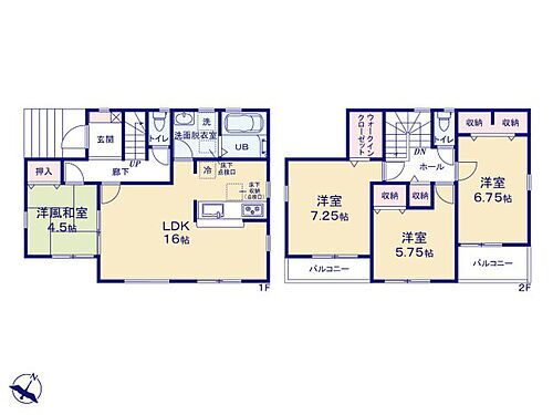 Ｌｉｖｅｌｅ　Ｇａｒｄｅｎ．Ｓ　岩槻区城町第６　４号棟 収納量豊富なWIC始め、各室に豊富な収納スペースが充実しています。　全室南東向きの陽当たり良好な住宅です。