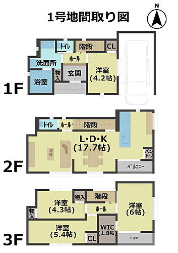 ～ＰＲＯＳＴＹＬＥ東大阪市森河内西２丁目～全２区画　新規分譲開始 １号地間取り図になります。