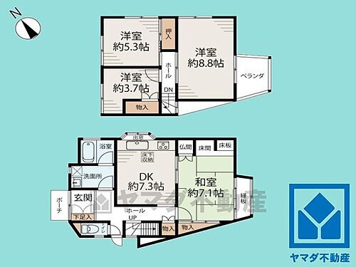 伏見区奈良屋町　中古戸建 階段下物入など収納豊富。住空間を広々お使いいただけます。