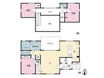 原木新築建売住宅　築後未入居　６号棟　　６号棟 間取図。図面と異なる場合は現況を優先。
