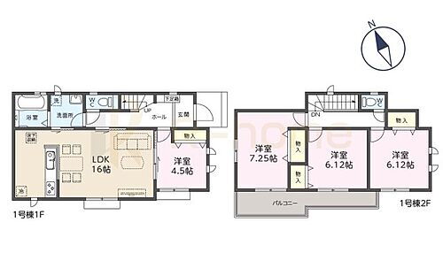  4LDK＋全居室収納、土地面積182.37m2、建物面積96.26m2