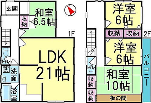 神戸市西区伊川谷町潤和　中古戸建 全室6帖以上かつLDKは21帖と開放的です。バルコニーも広く、たくさんお洗濯物を干すことができます