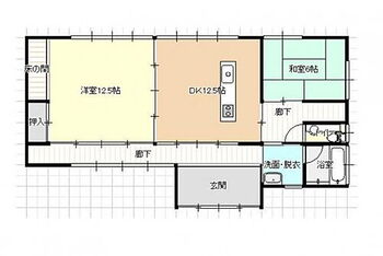 千葉県いすみ市大野　中古平屋戸建て住宅 2ＤＫの間取り図です♪ 水回りは全てリフォーム済みです。