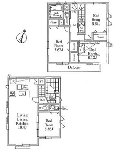 練馬区上石神井　新築戸建 大きなLDKに洋間がセット、2階も3部屋備えた4LDK。各居室に収納も完備した使い勝手のいい間取り設計