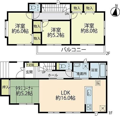 藤沢市大庭　中古戸建 広々とした3LDK＋畳コーナーの間取りです。各部屋収納も豊富です。