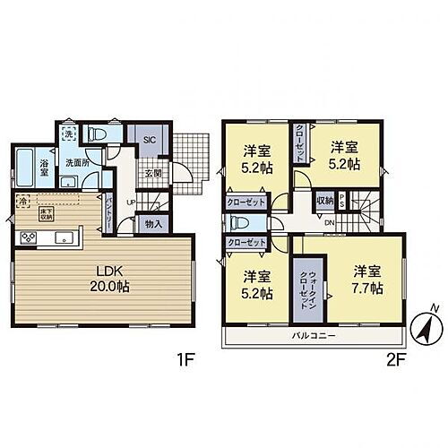 青葉区桜台　新築分譲住宅　２号棟 2号棟はLDK20帖があり開放的な空間があります。