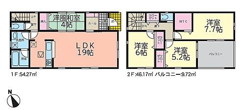 西郷村熊倉第１１　全５棟　２ 2号棟　7.7帖の寝室に大容量のウォークインクローゼットを配置！洋服もスッキリ収納可能です。