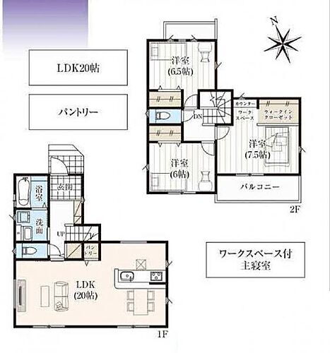 鎌ケ谷市南初富１８期　２０号棟 寝室にはワークスペース付き 在宅ワークに便利な20号棟