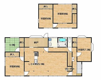 揖斐郡大野町大字大野　戸建て 【間取り図】間取り図です。LDKを新設し、5LDKになりました。1階だけでも3部屋居室があるので、大家族や2世帯でも生活いただけます。