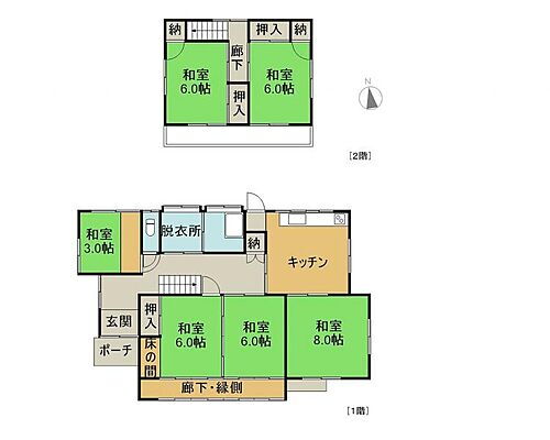 水戸市双葉台　中古住宅 6DK、土地面積280.69m2、建物面積115.93m2