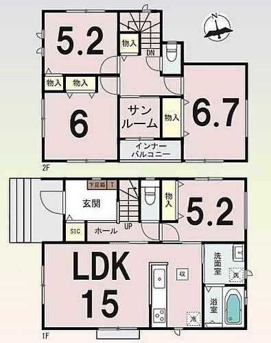 上飯野新町１期　２号棟　新築戸建 【2号棟】1階に洋室がある4LDKの間取り！