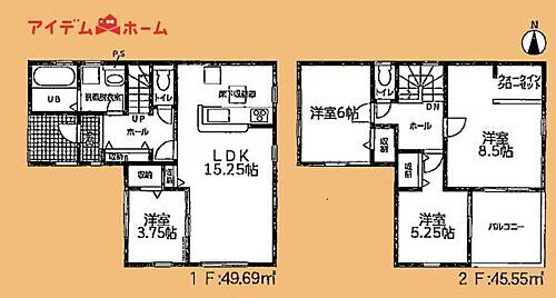 豊橋市東小鷹野４丁目５７期　１号棟 1号棟間取り お気軽にお問い合わせくださいませ