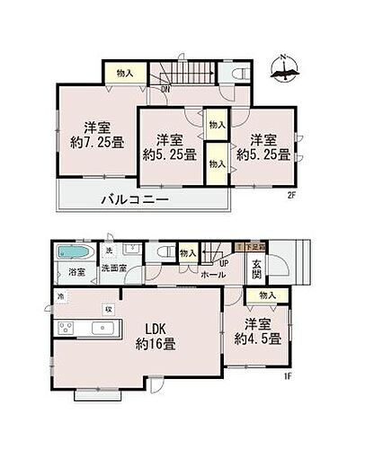 熊本市南区野田２丁目第１－２棟（１号棟） 全居室収納付きで便利です。