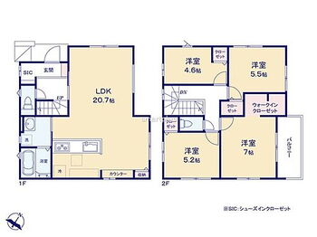 松戸市牧の原５期 〜広々したＬＤＫを設けたプラン〜 ・ＬＤＫは何と20.7帖。ご家族で過ごす空間だからこそ、余裕のある広さでお過ごしくださいませ。 ・ご内覧の際は家具の配置などもイメージしてみてくださいね。