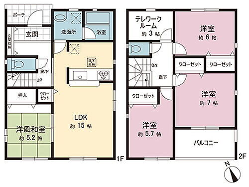 須賀川市大町第１　新築戸建　２号棟 間取図です。図面と異なる場合は現況を優先させていただきます。