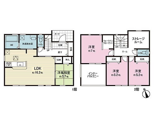 郷野目第２　新築　１号棟 間取り図です。