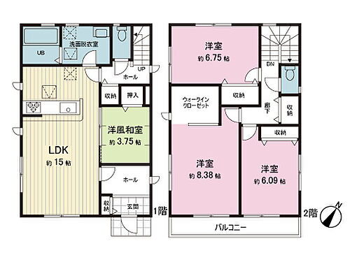仙台市宮城野区燕沢東３丁目　新築戸建　１号棟 間取図です。図面と異なる場合は現況を優先させていただきます。