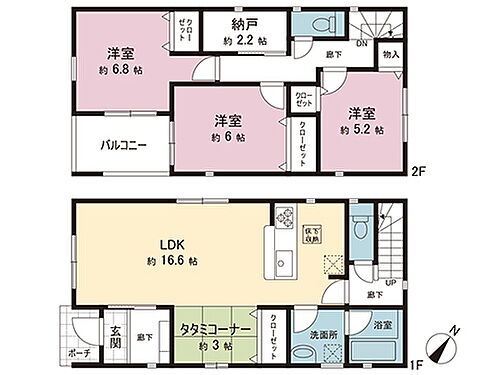 仙台市太白区袋原第１５　新築戸建　５号棟 間取図。図面と異なる場合は現況を優先。