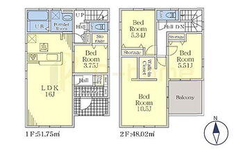  4LDK＋WIC＋SC、土地面積165.04m2、建物面積99.77m2