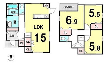 有本　中古戸建　２階３ＬＤＫ 全居室フローリング！