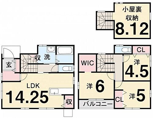 松山市勝岡町　一戸建 使い勝手のいい3LDKの間取りに、8帖超の大型小屋裏収納をプラス。収納量が自慢の高性能住宅。