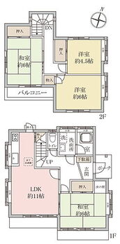 野田市関宿台町　戸建 建物面積25.54坪。南向きの4LDK。全室2面採光の明るい住まい。全居室収納付で住空間もスッキリ！