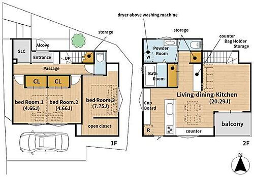  価格5780万円、建物面積 91.82ｍ2、土地面積 27.86坪 (92.1ｍ2)、3SLDK。一階の洋室約9帖は2部屋に分けることも可能です。