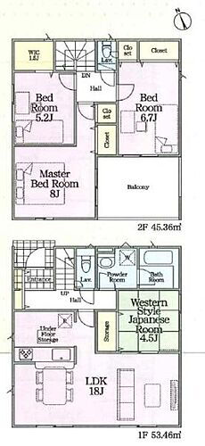 富士市中野　第１２　新築分譲住宅　全４棟　１号棟 間取図