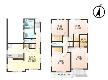 狭山市広瀬東２丁目　中古戸建 間取り図　4ＬＤＫ　建物面積99．22平米　1階50．42平米　2階48．80平米