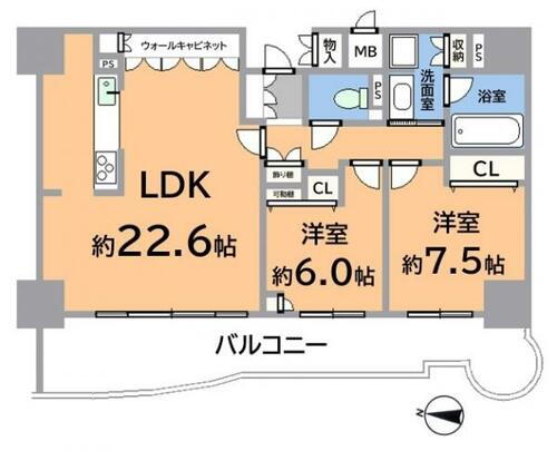 広々としたリビングでゆったりくつろげるハートヒルズ久屋大通 5階 2LDK 物件詳細