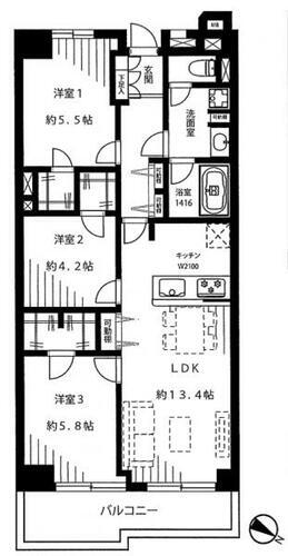 宮前平向ヶ丘スカイマンション 4階 3LDK 物件詳細