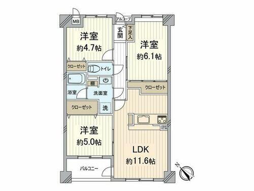 コスモ桂 5階 3LDK 物件詳細