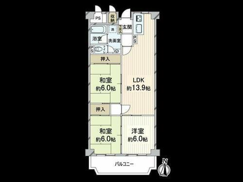 ローレルハイツ北天満　２号棟（西棟） 間取図