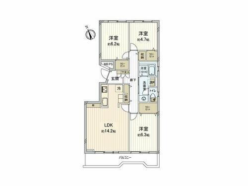 西原グリーンハイツ７号棟 5階 3LDK 物件詳細