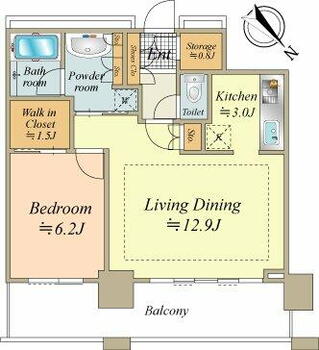 ザ・クレストタワー 52.28㎡の1LDK　北東向き住戸