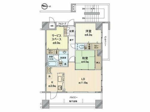 アルファステイツ桃太郎大通り 眺望の良い最上階の北東角部屋。便利な全居室収納スペース付の2SLDKです。