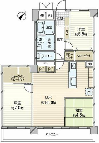 甲東園パークマンション 5階 3LDK 物件詳細