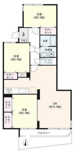 東寺尾ヒルズ８５Ｌ棟 ３LDK+専用庭（20.00平米）／81.81平米のお部屋