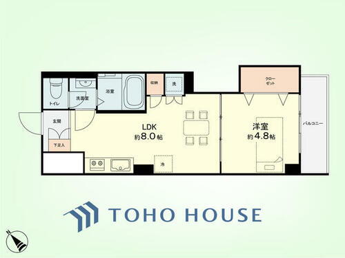 上馬マンション 1LDK　専有面積31.47平米、バルコニー面積3.1平米