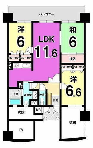 リーセント小倉　マンション　北方小・企救中学校 4階 3LDK 物件詳細